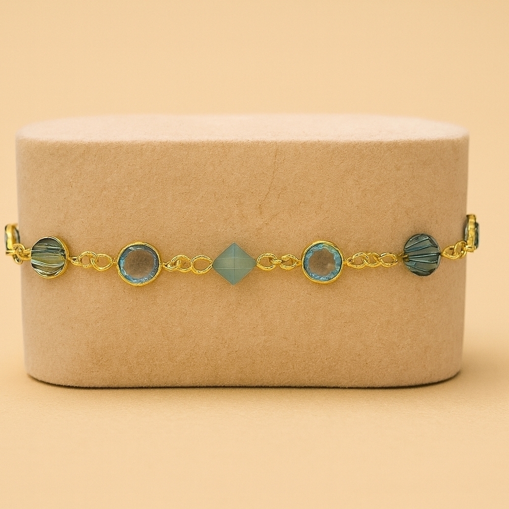 Gold & Aqua Beaded Bracelet